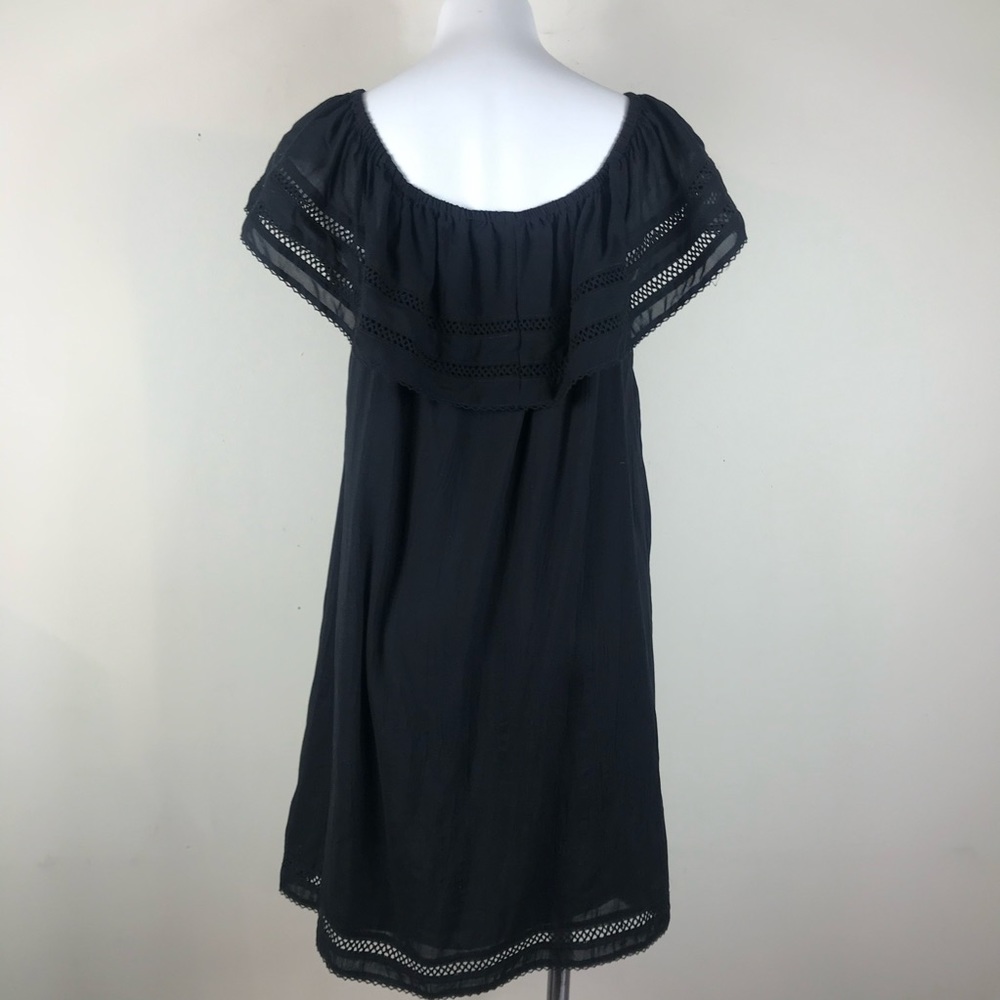 Aritzia Wilfred Emmie Off the Shoulder Boho Peasant Coastal Sun Dress Black M - Picture 13 of 16